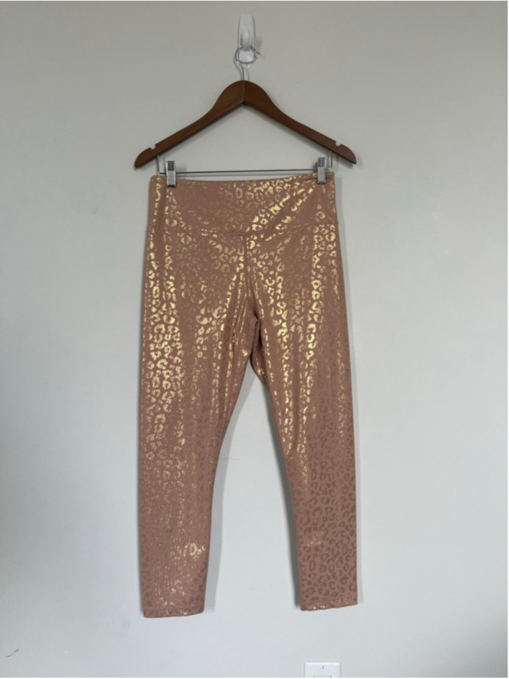 Zyia Active Leggings Pink Gold Leopard Print High Waist Leggings Workout